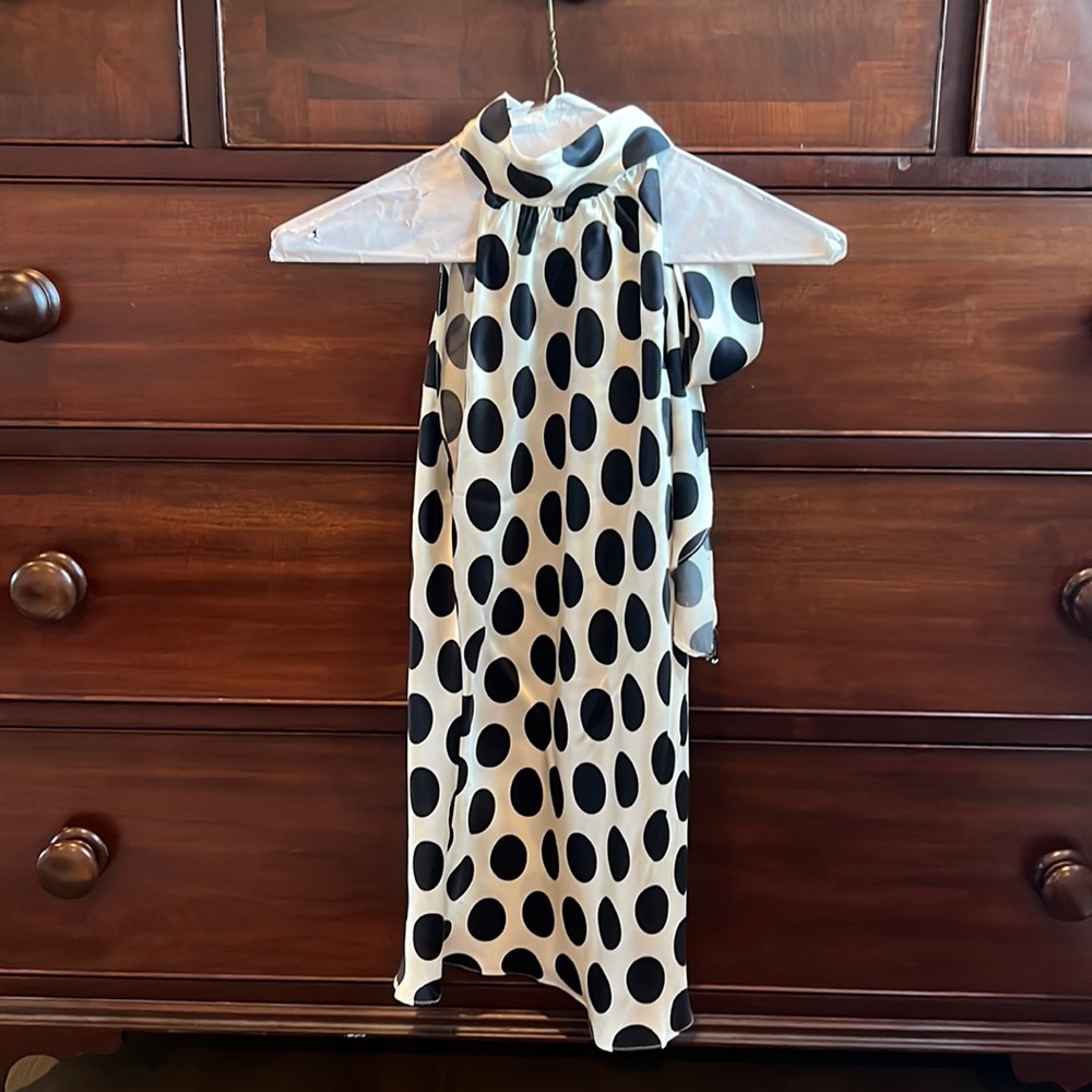 Vintage Milly black and white polka dot halter top.